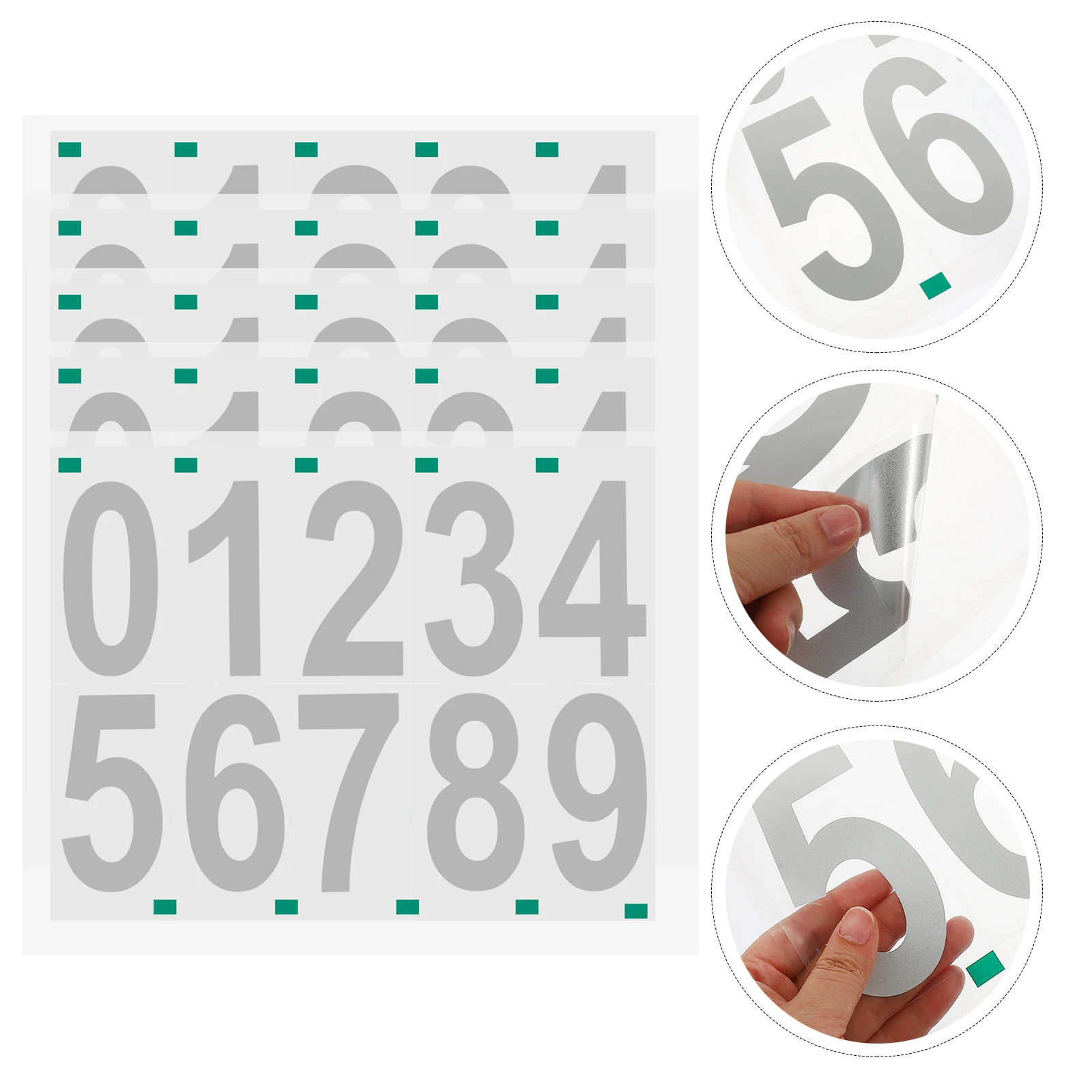 5pcs Large Vinyl Number Stickers Adhesive Numbers For Trash Cans Mailboxes Bins Reflective 0-9 White Outdoor File Folder Labels