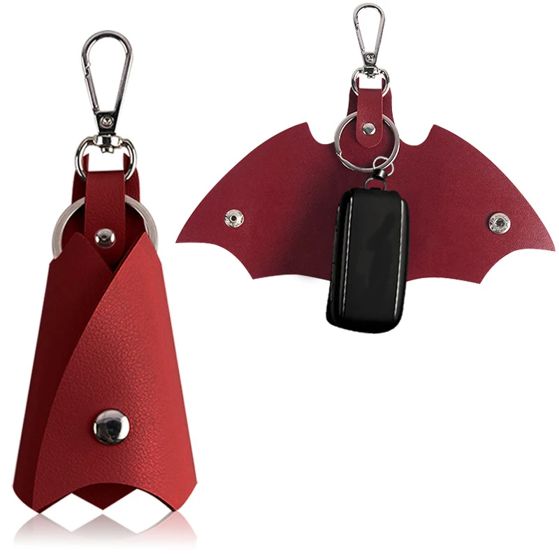 Bat Windbreaker Shape Pu Leather Keychain for Men Women Housekeeper Key Case Key Holder Organizer Pouches Car Key Wallet Pendant