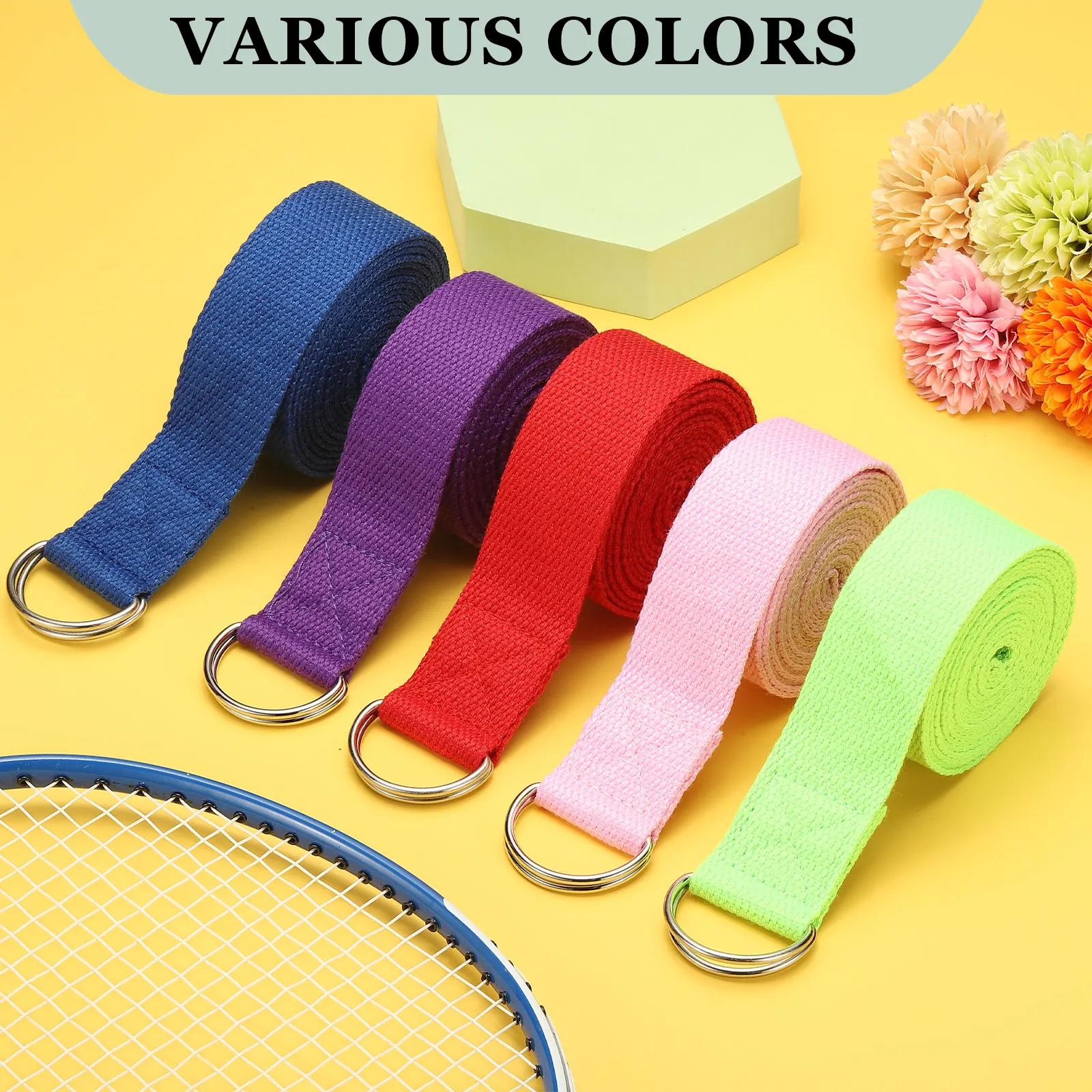 Yoga Strap for Stretching 1.8/2.5/3.2meter S/M/L Athletic Stretch Band with Adjustable Metal D Ring Buckle Yoga Bands Exercise