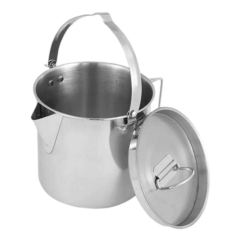 

Портативный походный чайник из нержавеющей стали объемом 1,2 л для кипячения воды, чая и кофе, быстрый нагрев, незаменим для походов и путешествий