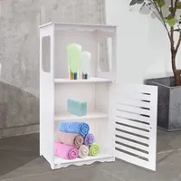 Bathroom Cabinet Floor Standing Shelf Storage Cabinet Shower Shelf Sundries Home Furniture Storage Racks White