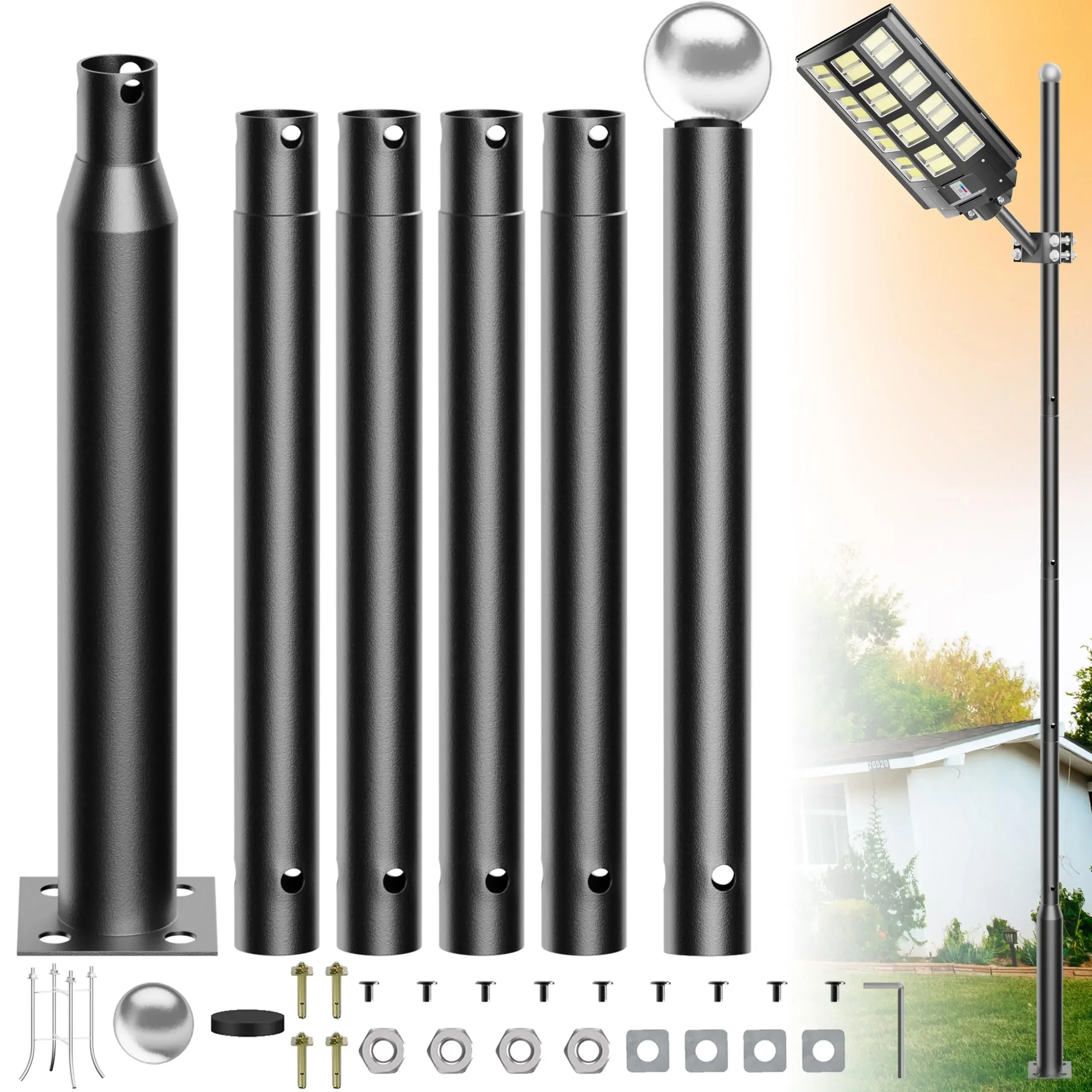 

Jadisi 19Ft Tall Street Light Pole, Lamp Post for Outdoor Lights, Solar .