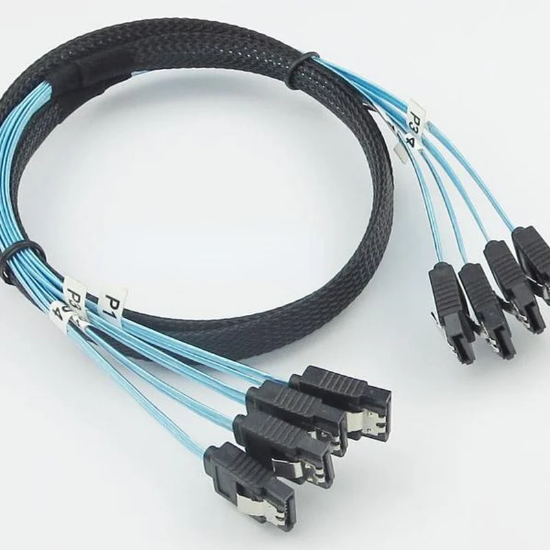 4pcs/6pcs SATA 3 6Gbps X 4 High-speed Serial Data Cable SAS Cable Dual-channel SATA3 Data Cable with Aluminum Foil Shielding