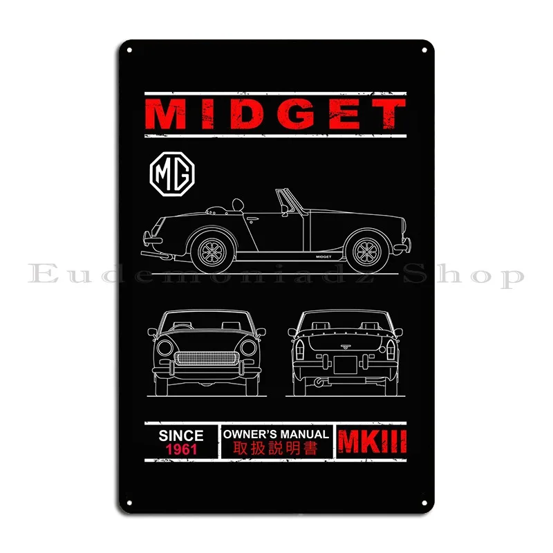 Blueprint Of The Mg Midget Metal Plaque Poster PaintingPrinting Designing Character Club Tin Sign Poster