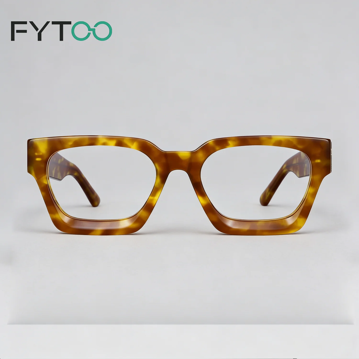 

FYTOO Acetate Eyeglasses Frame | Retro Tortoise Shell Square Optical Glasses for Men & Women, Prescription Ready 0968-12