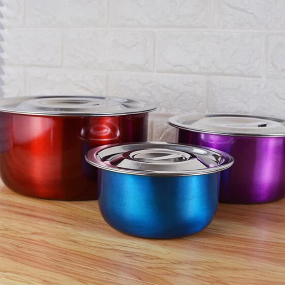 3 قطعة الفولاذ المقاوم للصدأ مجموعة صحون الحساء سعة كبيرة التعشيش خلط السلطانيات للمطبخ سلطة إعداد الغذاء الحاويات الثلاجة #5