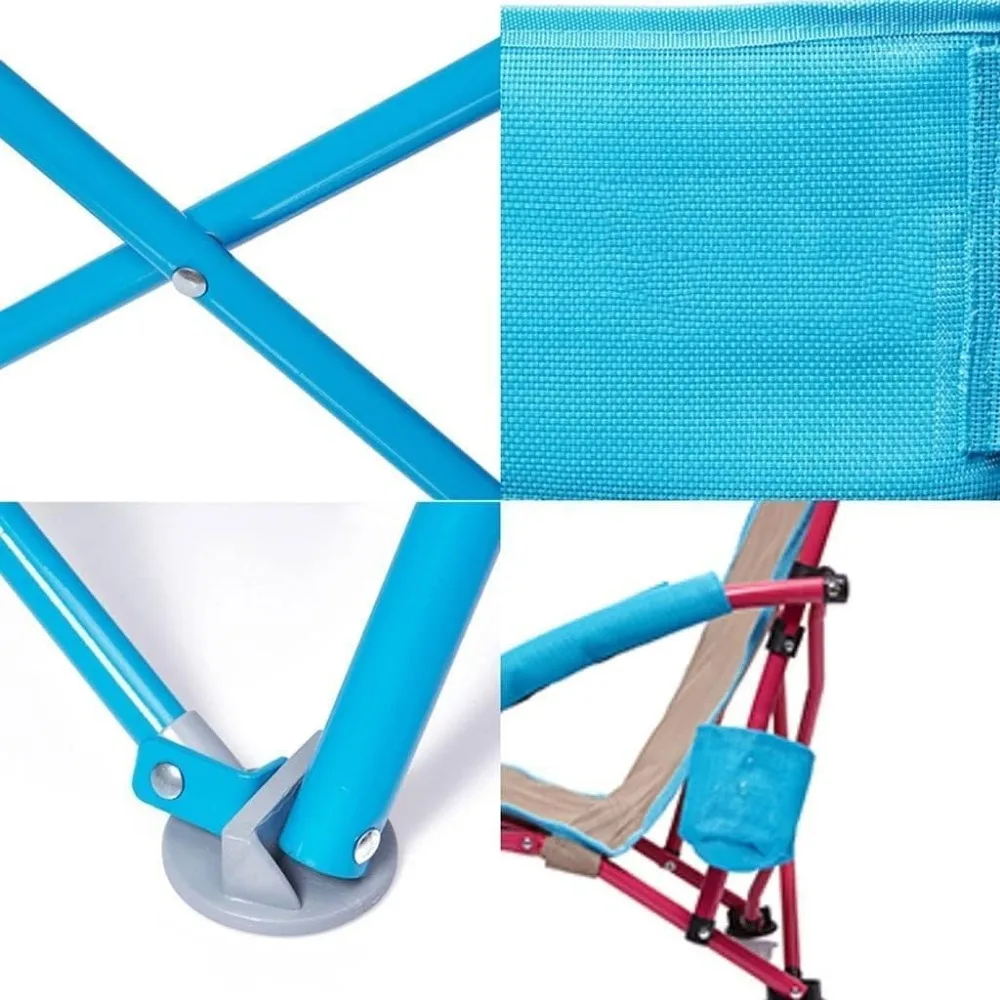 كرسي شاطئ محمول قابل للطي للتخييم في الهواء الطلق مع مسند ظهر قابل للتعديل لصيد الأسماك والراحة