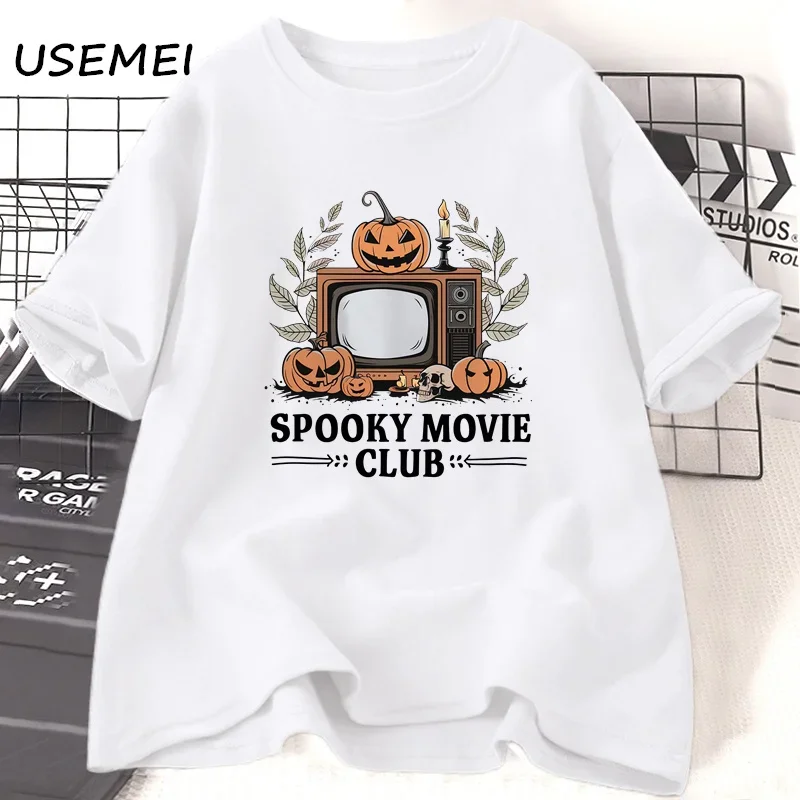 Funny Halloween Horror Pumkin Graphic T Shirts for Women Harajuku Casual Round Neck Short Sleeve Tees Clothes Unisex