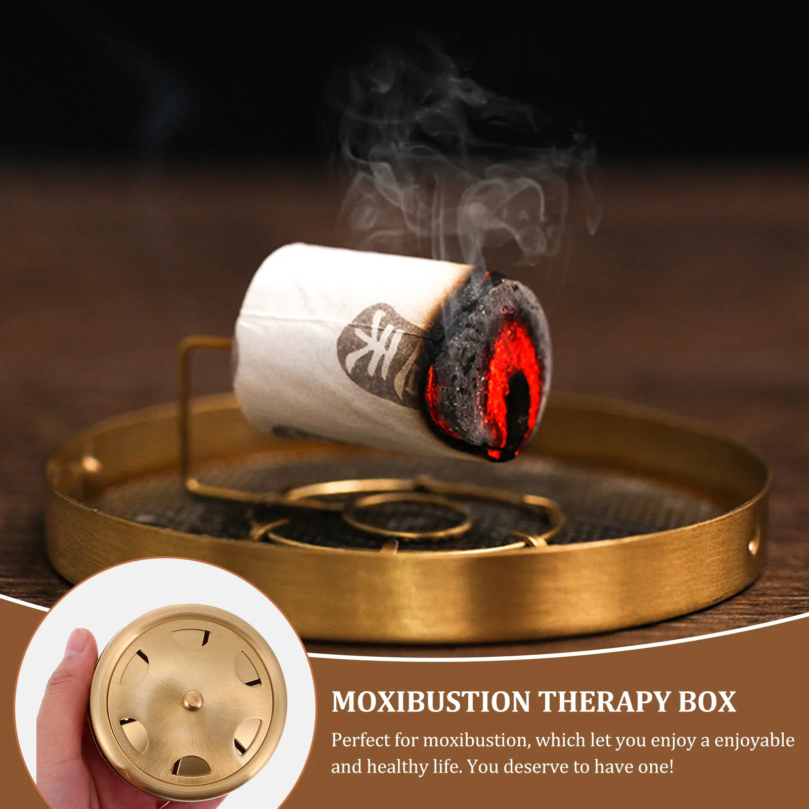 

1Pcs Portable Copper Moxa Box Thickened Moxa Holder Anti-Scald Moxibustion Therapy Massager Body Care Health Tool