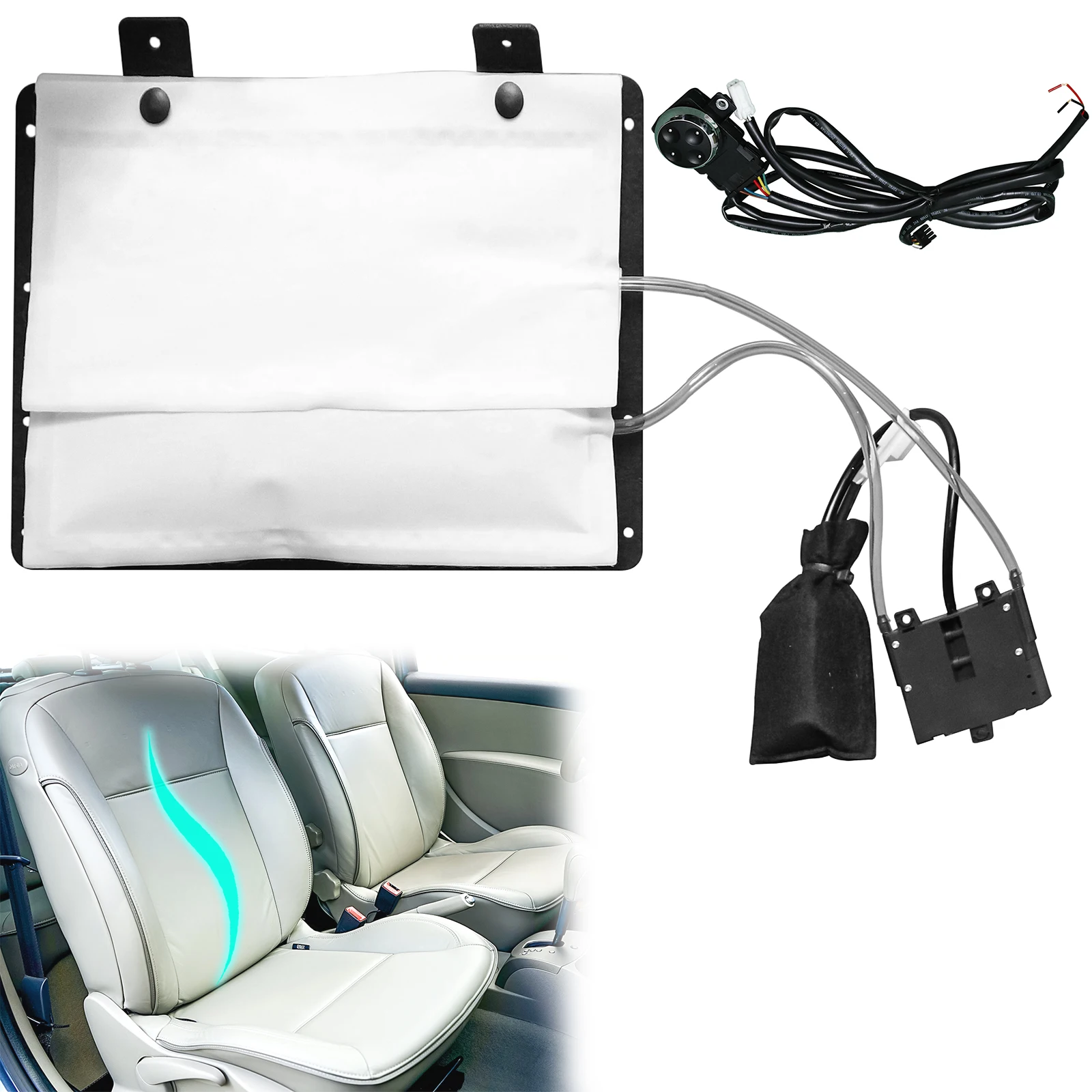 Truck Seat Back Lumbar Support with Automatic Inflatable Air Bag, Adjustable Air Bag Inflatable Lumbar Back Support System