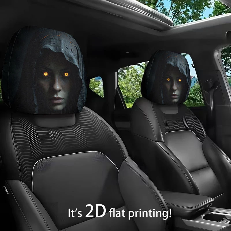 2pcs Custom Car Headrest Covers,  Protects and Decorates Front Seat Headrests, Fit, Elastic, with Photo/Text/Logo,universal size