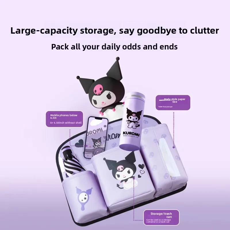 Kuromi Car Backseat Organizer Tablet Holder Auto Storage Pockets Cover Car Seat Back Protectors Car Accessories 4