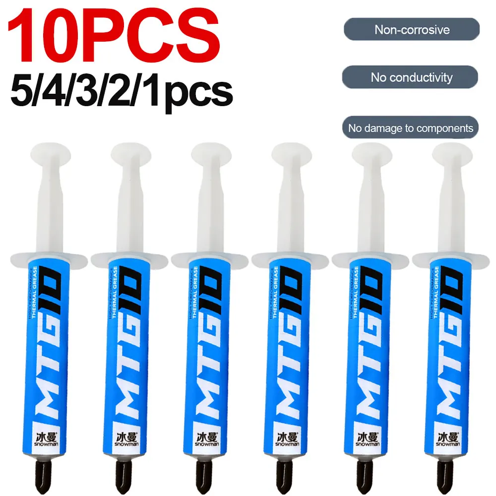 PC 프로세서 CPU 쿨러 열 그리스, AMD 인텔 프로세서 CPU 방열판 선풍기 냉각 VGA 석고, 5g/10g, 14.3W/mk MTG5/G10