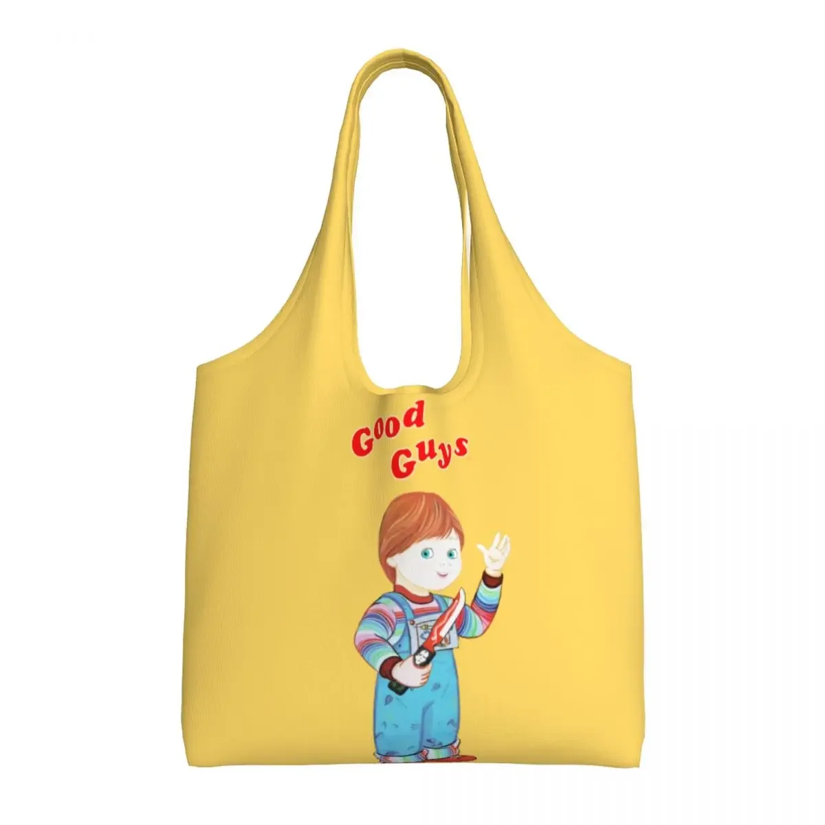 

Reusable Good Guys Chucky Shopping Bag Women Shoulder Canvas Tote Bag Washable Grocery Shopper Bags Photography Handbag