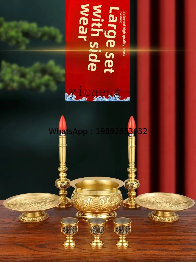 J-3  pure brass incense burner set Shangxiang household indoor offering fruit plate electric candle lamp