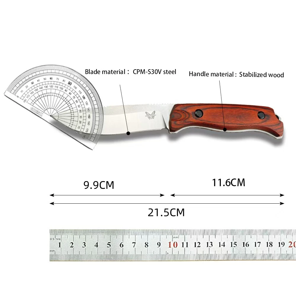 BM15002 BM 15017 High Hardness Fixed Blade Knife S30V Steel Wooden Handle Outdoor Portable Knives Tactical Hunting Survival Tool