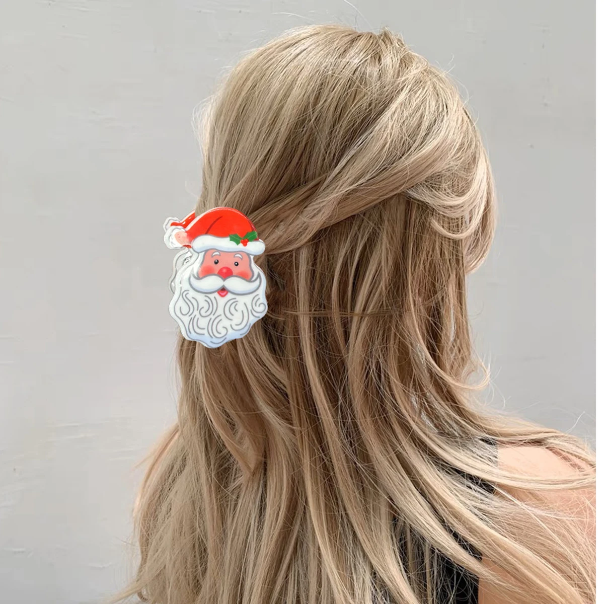 1pcs Festival Christmas Hat Snowman Hair Claw Clip Acetate Santa Claus Christmas Tree Hair Clips Accessories For Women Gils