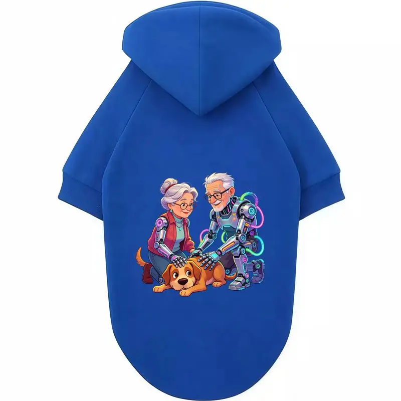 

Dog Hoodie Pet Clothes, Grandpa Grandma Robot Dog Print, Comfy Breathable Apparel