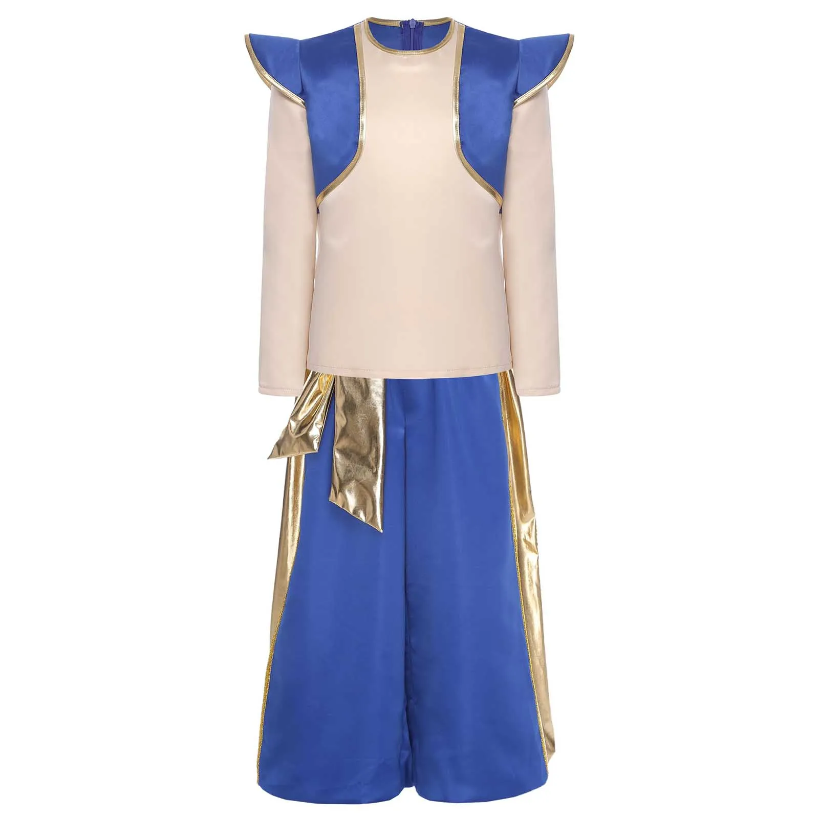 Disfraz de Príncipe Arabe para niños, disfraz de Halloween con lámpara de elfo, camisa de manga larga de 2 piezas, Top y pantalones harén metálicos brillantes