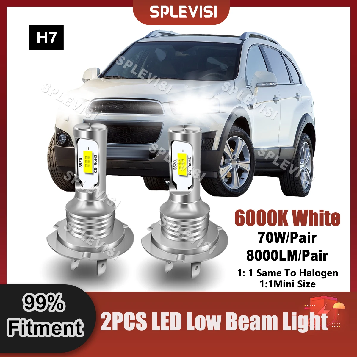 

Car LED Headlight H7 Low Beam 8000LM For Chevrolet Captiva 2006 2007 2008 2009 2010 2011 2012 2013 2014 2015 2016 2017 2018