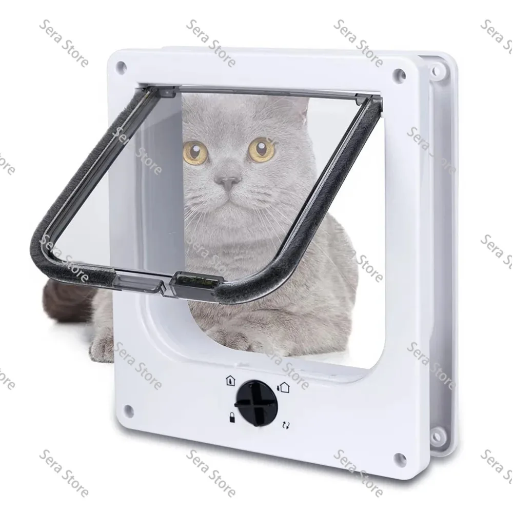New Pet Cat Door With Rotating Switch Controllable Access Direction For Cats Dogs Pet House Access Gate