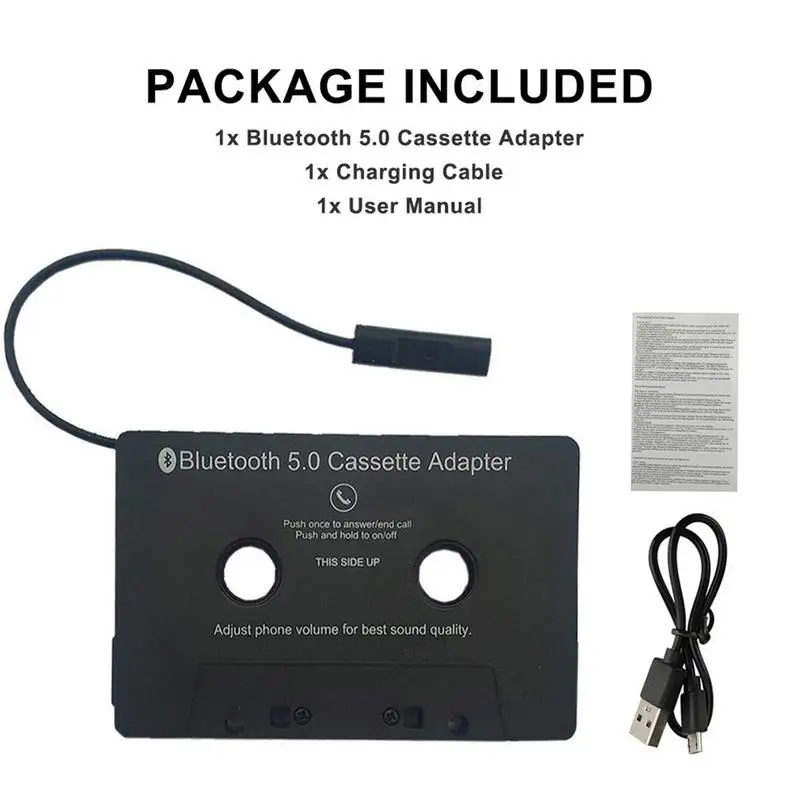 Tape Audio Adapter For Car Blue Tooth 5.0 Cassette High-Fidelity Desk Player Hands-Free Call Seamless Streaming Cassette