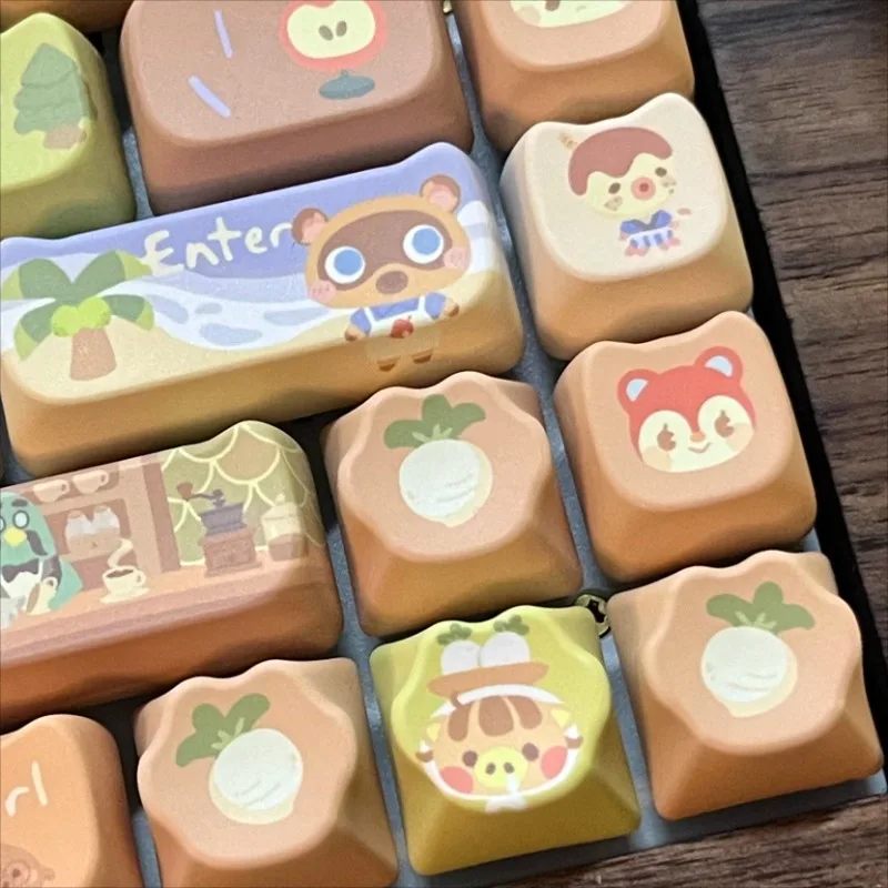 Animal Crossing Keycaps 143 Keys PBT Sublimation MAO/MOA Profile Keycaps Customized Gaming Mechanical Keyboard Accessories Gifts