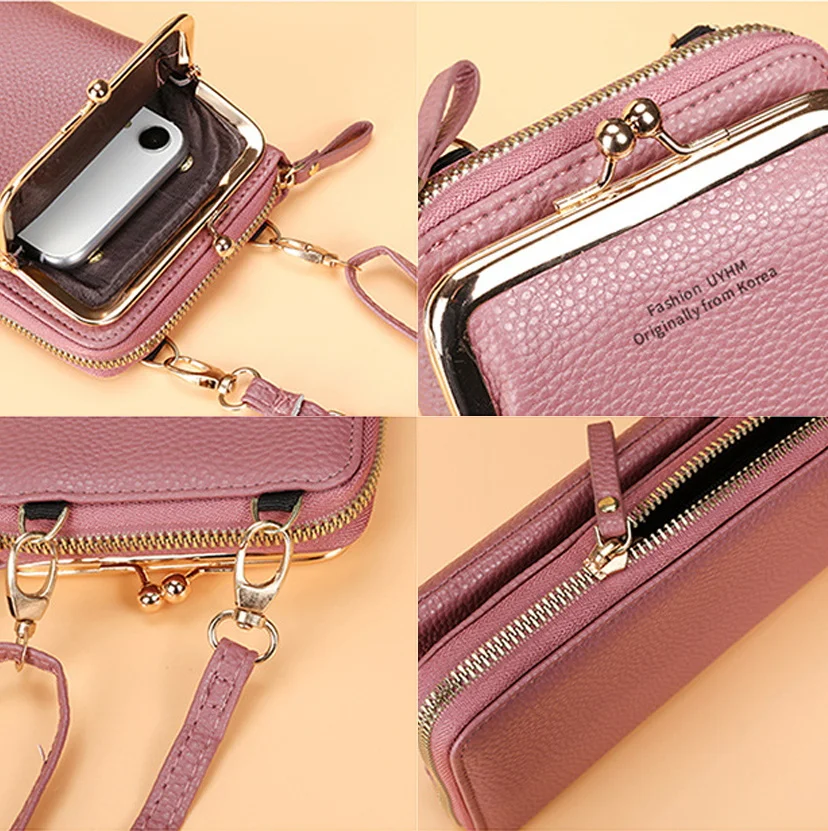 New Mobile Phone Bag Women\'s Messenger Bag Hanging Neck Coin Purse Vertical Handbag All-match Mini Small Leather Crossbody Bag