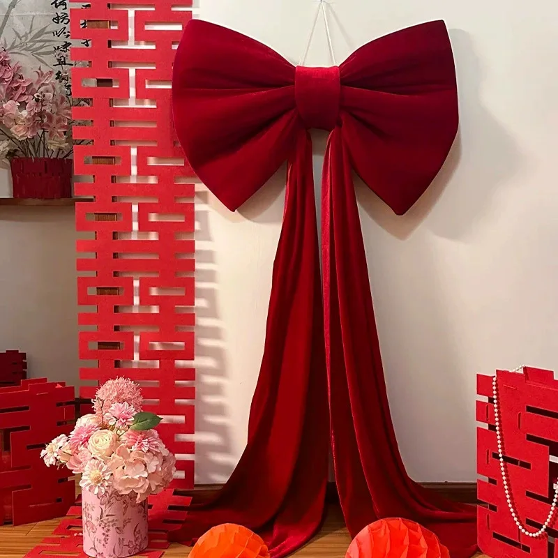 

Extra Large Wedding Velvet Bow Decoration Christmas Party Wedding Bow Tie Big Red Bow for Birthday Party Wall Decoration