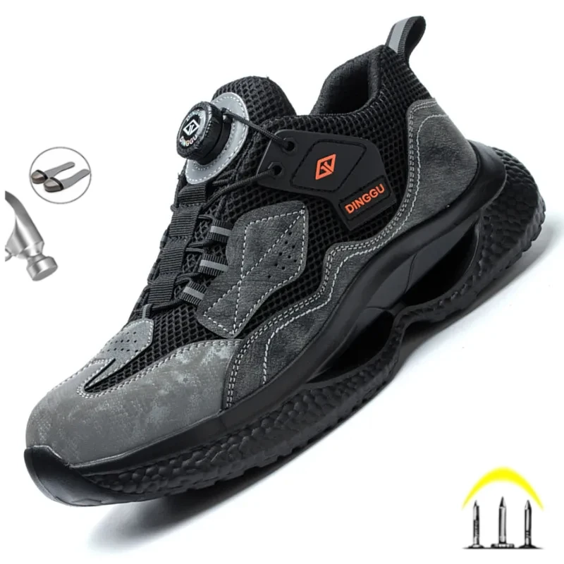 

New 2024 Fashion Rotary Buckle Work Safety Shoes Protective Industrial Sneakers Puncture-Proof Anti-smash Male Steel Toe Boots