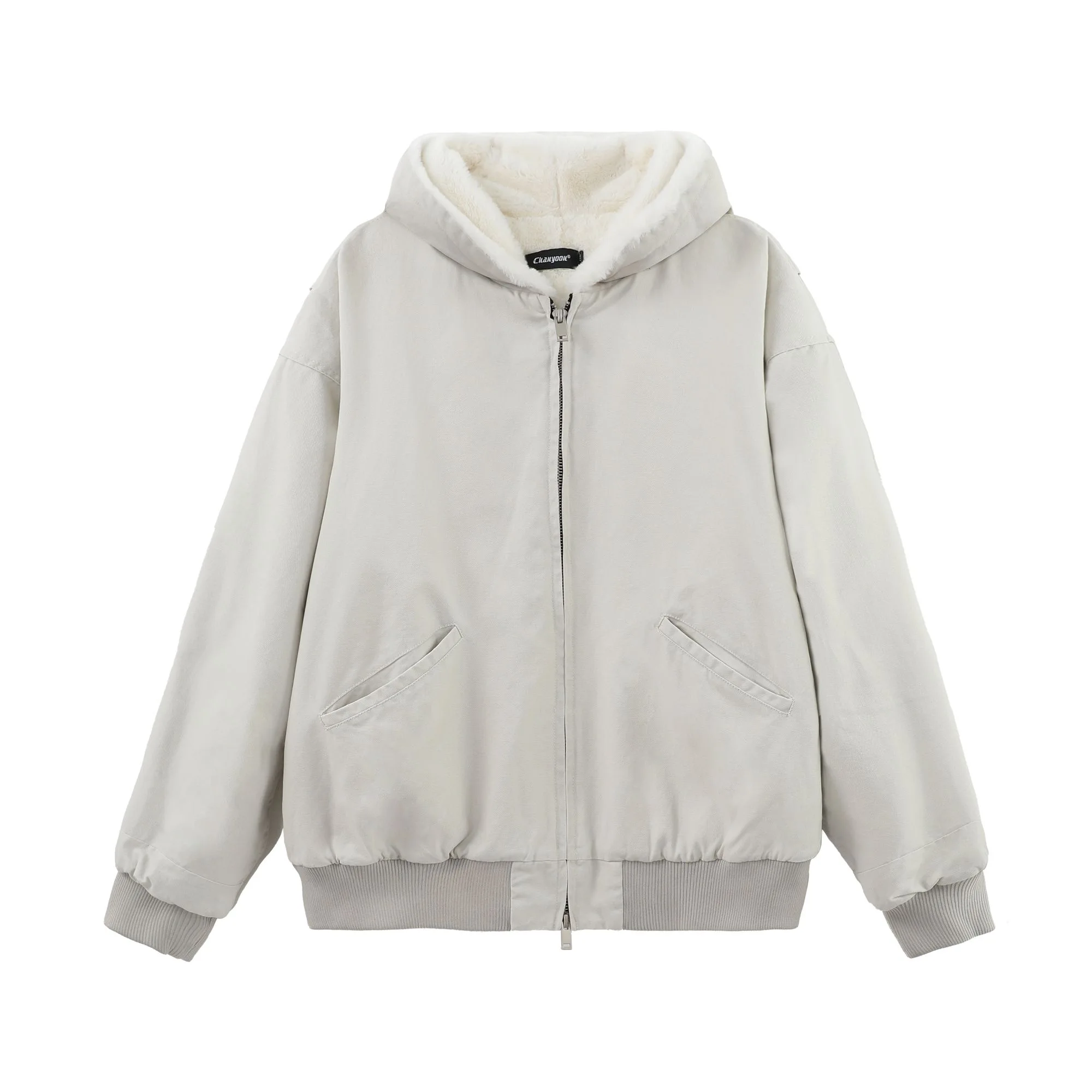 

Winter Fashion Solid Color American Streetwear Fleece-lined Thickened Warm Cotton Coat Men's Loose Fit Sporty Oversized Jacket