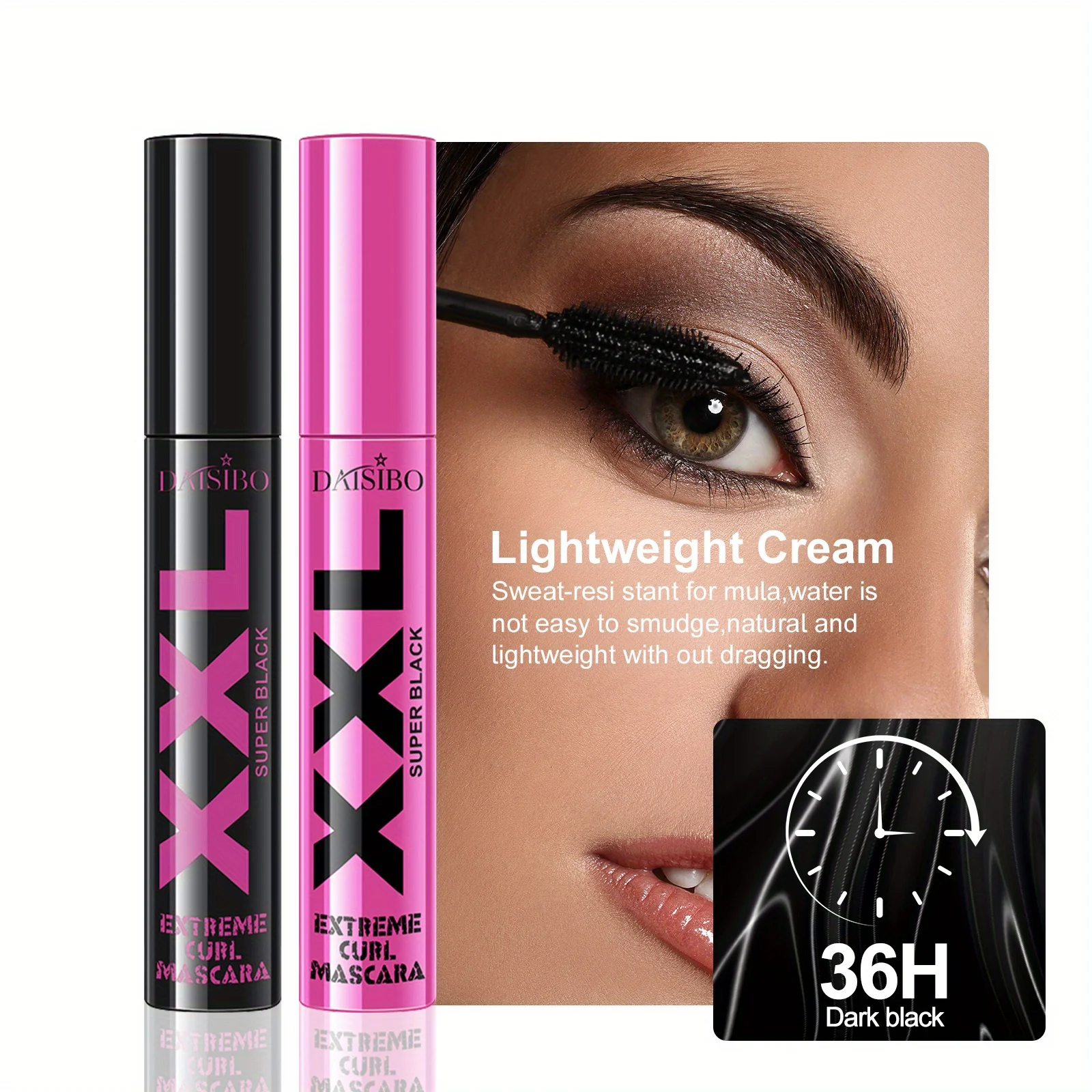 Mascara volumizzante Nessuna sbavatura Nessuna rimozione del trucco Allungamento Ispessimento Mascara nero arricciante a lunga durata per tutti i tipi di pelle