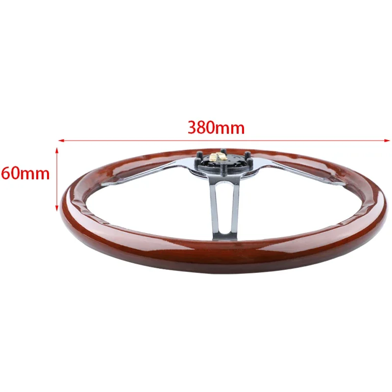 15inch 380mm Universal Retro Car Wood Film Steering Wheel Classic Vintage Wooden Sports Steering Wheel