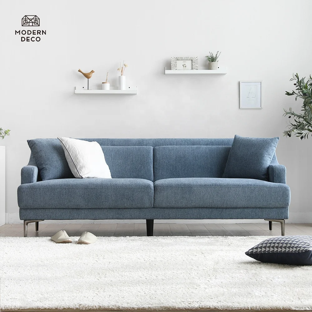 

OEM диван Canape Soffa современные 3-местные тканевые диваны с металлическими ножками синий диван мебель для гостиной