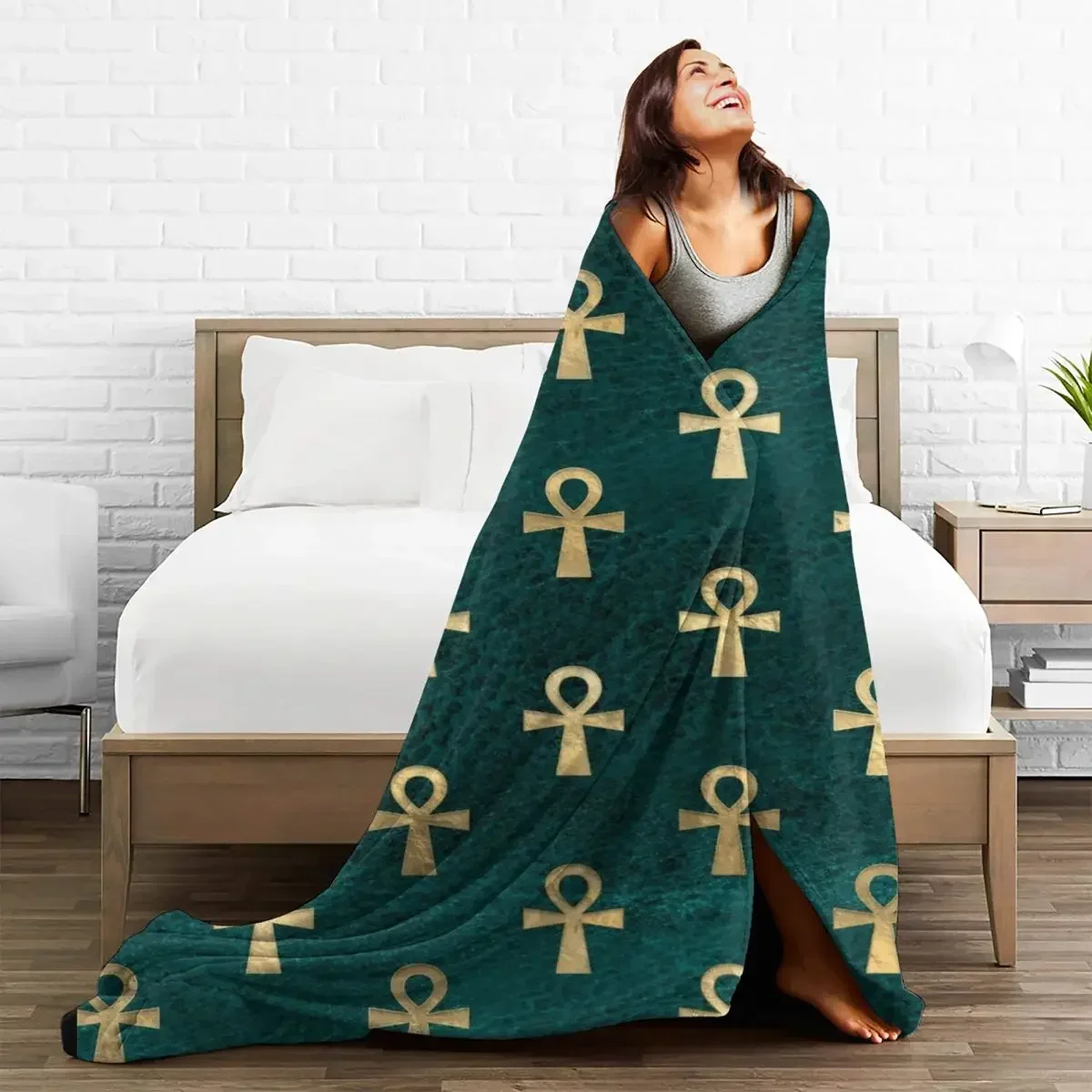 

Ancient Egypt Ankh Plaid Baby Blanket Cover Velvet All Season Multi-function Super Soft SofaThrow for Home Bedroom Rug Piece