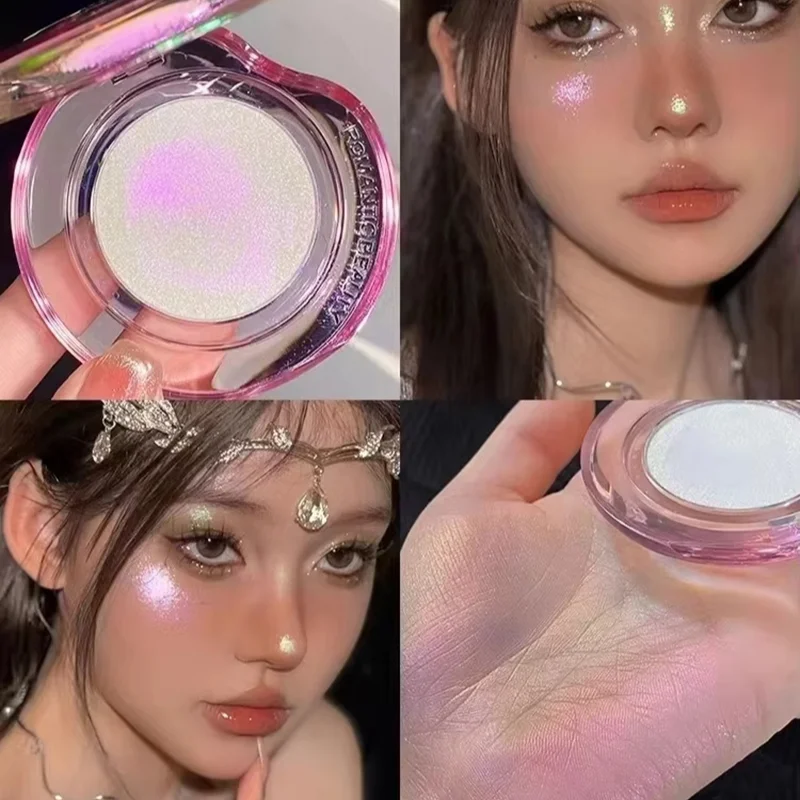 مسحوق كريم ناعم أرجواني غير لامع عالي اللمعان، أحمر خدود كريمي لامع لتفتيح الوجه، لوحة مكياج متكاملة #1