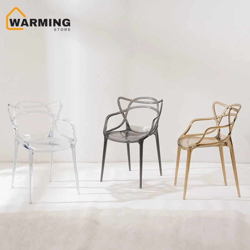 

Warming Transparent Crystal Dining Chair With Simple Household Lines And Backrest Made Of Nordic Plastic Creative And Luxurious