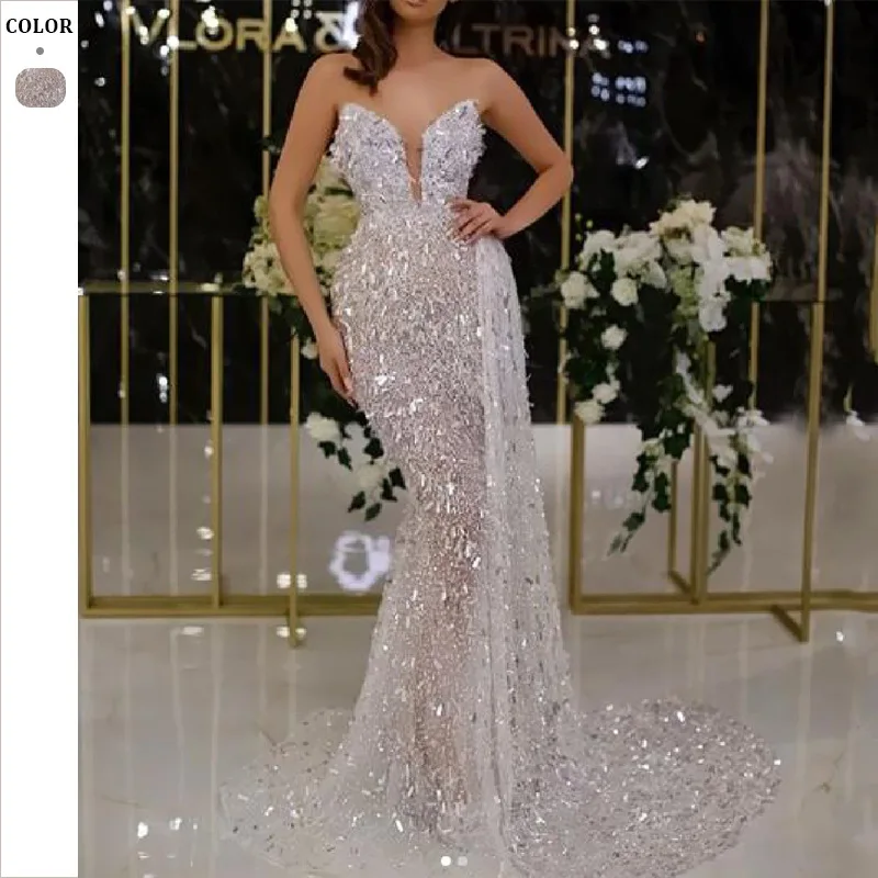 

New Women'S Sexy V-Neck Hot Silver Fashion Strap Dress