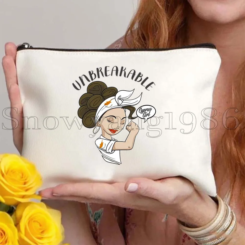 أذرع قبرص العلم خريطة نيكوسيا الهدايا قماش حقيبة مستحضرات التجميل ماكياج المرحاض حقيبة مقلمة سستة الحقيبة مفتاح محفظة نسائية للعملات المعدنية أكياس التخزين