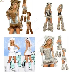Women Halloween Cosplay Furry Wolf Girl Costume Fox Bear Party Costumes For Girl Animal Cosplay Warm Christmas Party Outfit