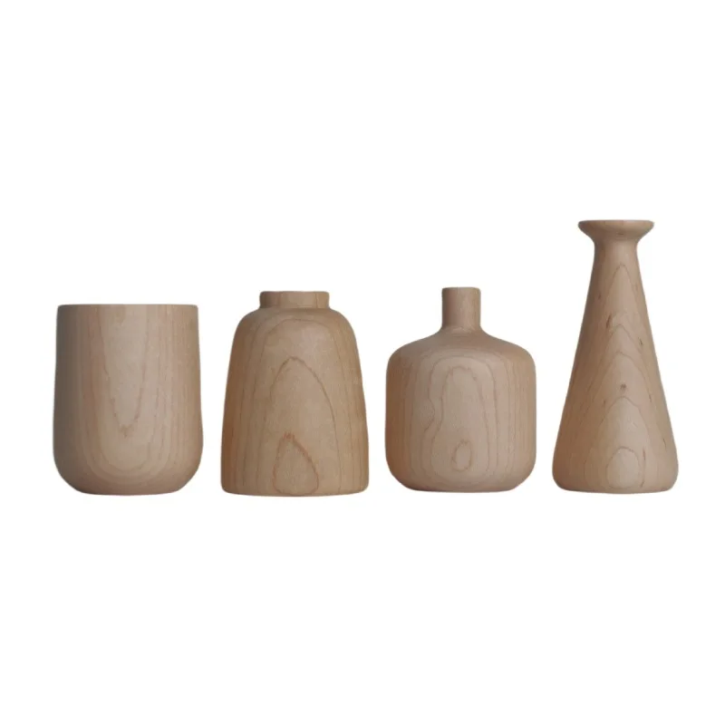 

Wooden vase creative home ornament Solid wood vase Dried flower device Nordic ins style flower arrangement home jewelry