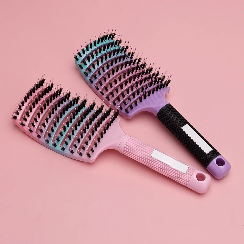 

Barber Hair Brush Scalp Massage Comb Women Nylon Pig Sideburns Wet Curly Hair Brush for Salon Hairdressing Styling Tools ﻿