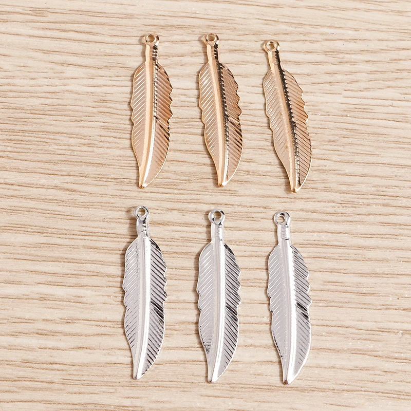 Tusember 100 قطعة 7*28 مللي متر صفائح حديد صغيرة ريشة دلايات لقلادة القرط مجوهرات ليف المعلقات Craft بها بنفسك الحرف اليدوية #1