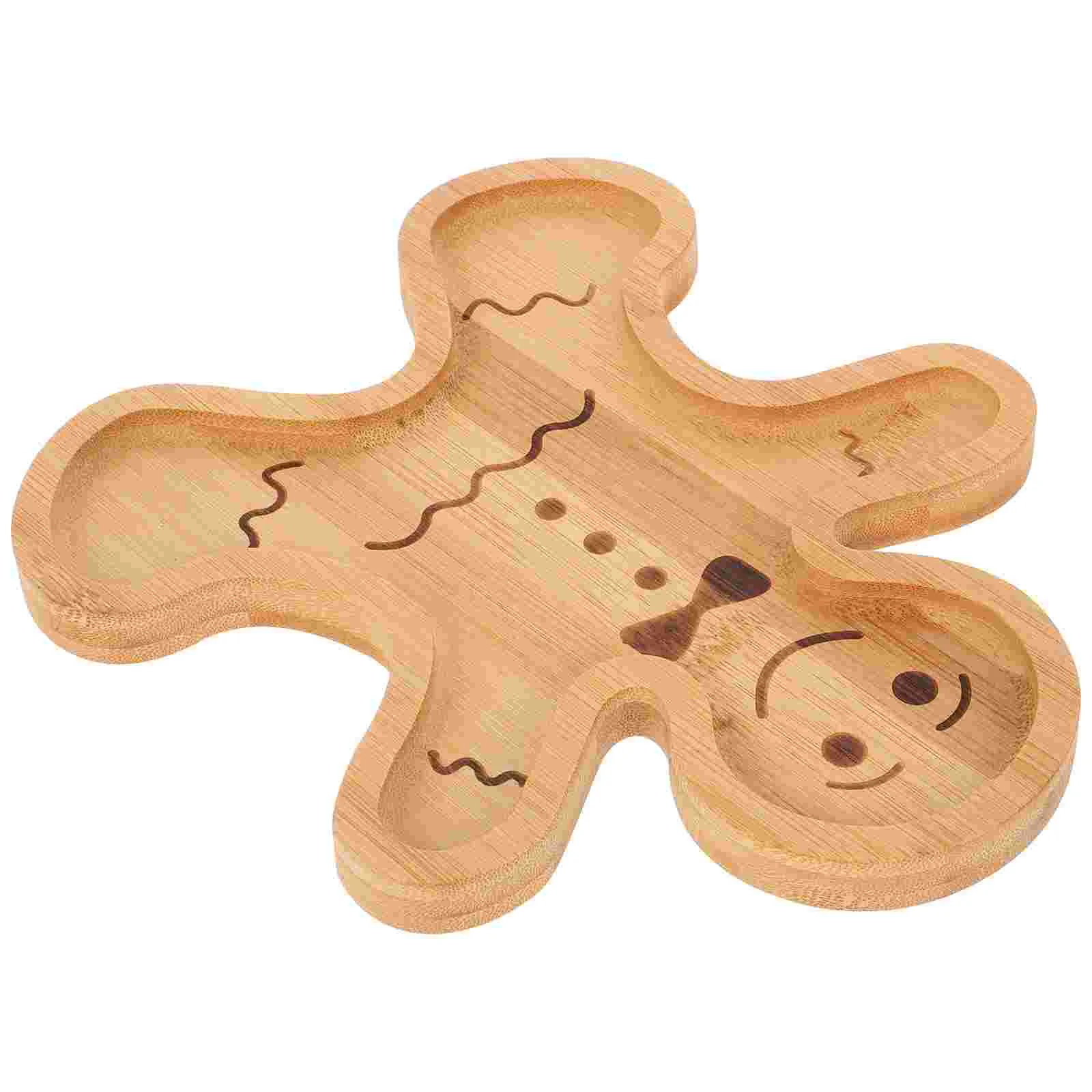 Gingerbread Man Tray Holiday Treat Platter Serving Board Fruit Tray Kitchen Dining Bar Wooden Snack Tray Elegant