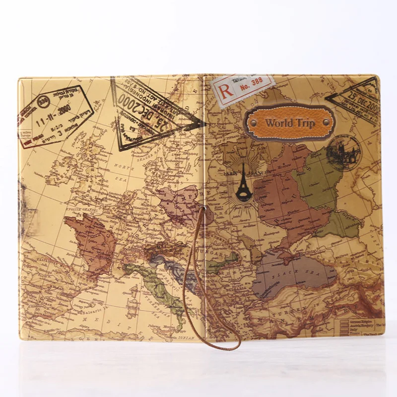 Creative Travel Passport Cover Wallet Bag Letter Men Women Pu Leather ID Address Holder Portable Boarding Travel Accessories