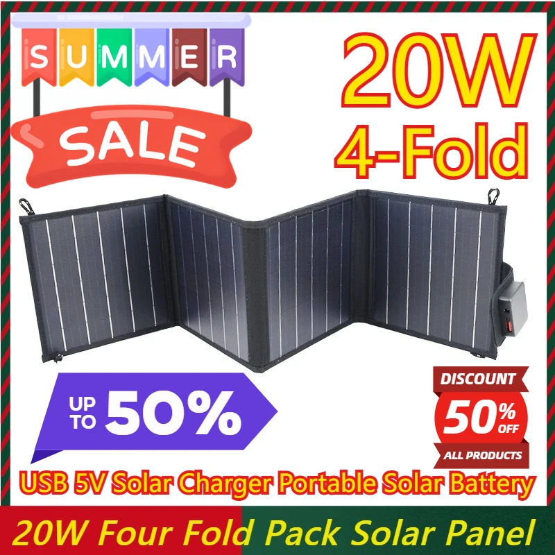 

20W Portable solar panel charger USB 5V DC Foldable Solar Panel For Phone Charge Power Bank For Hiking Camping