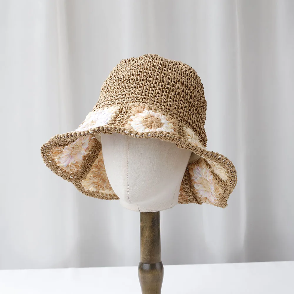 NEUE Frauen Sonnenhut SPITZE BLUME Breite Große Krempe Strand Hüte Frauen Sommer Stroh Hut Faltbare Chapeau Femme Strand UV Schutz Kappe – Detail 10
