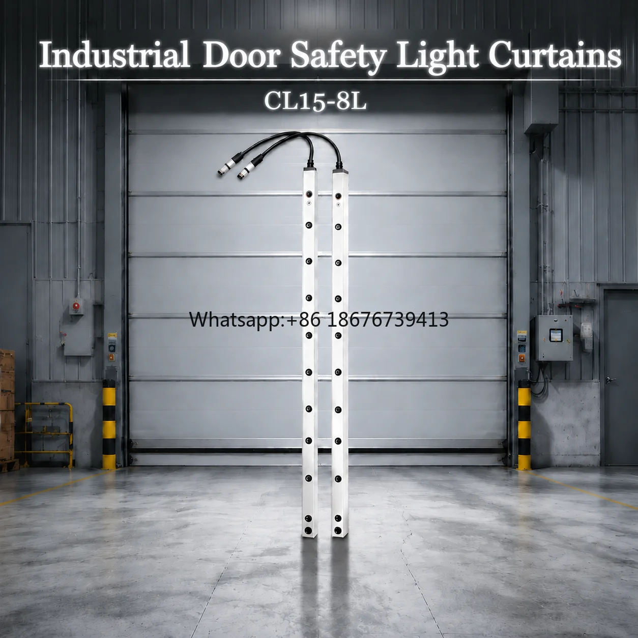 1500mm Height 8-Beams IP67 Waterproof Safety Light Curtain Sensor for Industrial High Speed Door Fast Detection 20ms