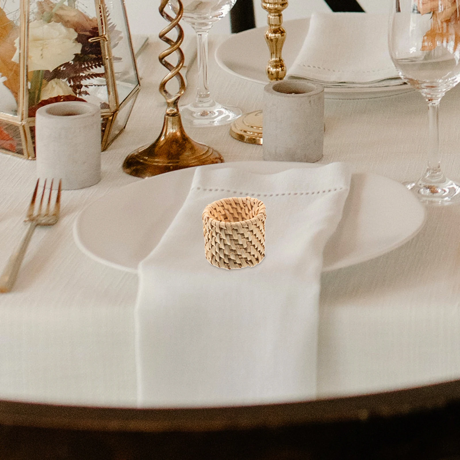 

Rattan Napkin Napkin Holder 4cm Pastoral Decor Woven Buckles for Dining Table Party Home Fine Craft