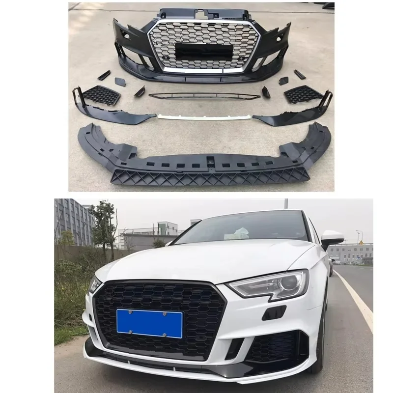 

Cheap Price Car A3 S3 Front Bumper With Honeycomb Grill A3 Body Kits for Audi A3 S3 Facelift 2017 2018 2019 Rs3 Type Bumper